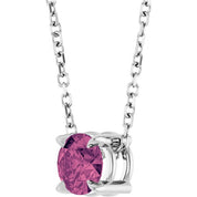 Sterling Silver 5 mm Natural Pink Tourmaline 16-18" Necklace