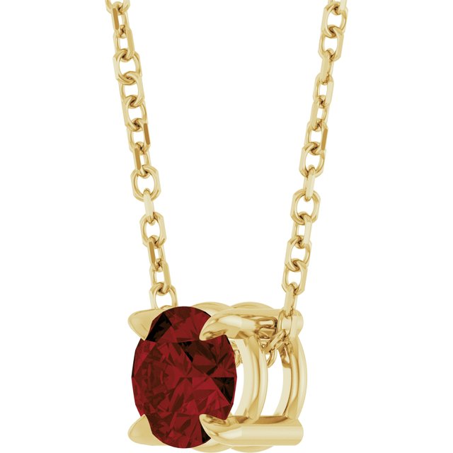 14K Yellow 5 mm Natural Mozambique Garnet 16-18" Necklace