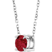Platinum 5 mm Natural Ruby 16-18" Necklace