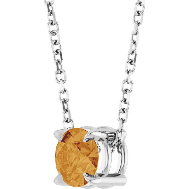 Platinum 5 mm Natural Citrine 16-18" Necklace