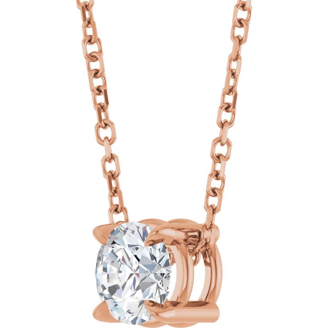 14K Rose 5 mm Natural White Sapphire 16-18" Necklace