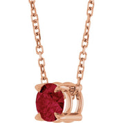 14K Rose 5 mm Lab-Grown Ruby 16-18" Necklace