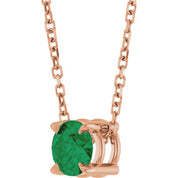 14K Rose 5 mm Lab-Grown Emerald 16-18" Necklace