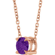 14K Rose 5 mm Natural Amethyst 16-18" Necklace