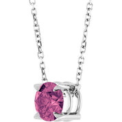 Sterling Silver 6 mm Natural Pink Tourmaline 16-18" Necklace