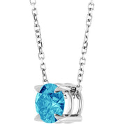 Sterling Silver 6 mm Natural Blue Zircon 16-18" Necklace