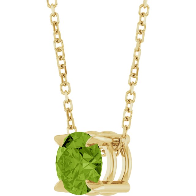 14K Yellow 6 mm Natural Peridot 16-18" Necklace