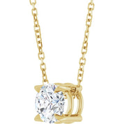14K Yellow 6 mm Natural White Sapphire 16-18" Necklace