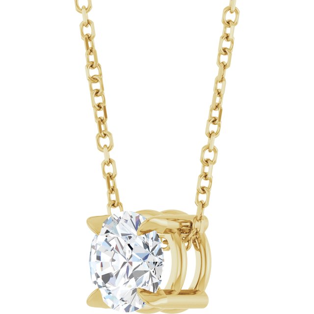 14K Yellow 6 mm Natural White Sapphire 16-18" Necklace
