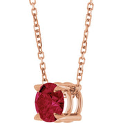 14K Rose 6 mm Lab-Grown Ruby 16-18" Necklace