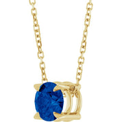 14K Yellow 6 mm Natural Blue Sapphire 16-18" Necklace