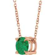 14K Rose 6 mm Natural Emerald 16-18" Necklace