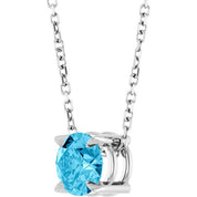 14K White 6 mm Natural Aquamarine 16-18" Necklace