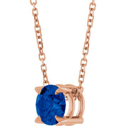 14K Rose 6 mm Natural Blue Sapphire 16-18" Necklace