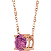 14K Rose 6 mm Natural Pink Tourmaline 16-18" Necklace