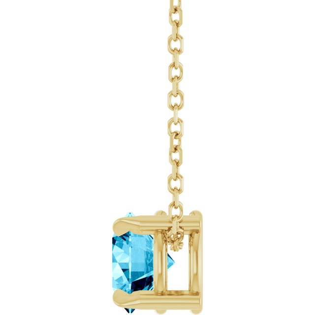14K Yellow 6 mm Natural Aquamarine 16-18" Necklace