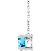 Platinum 6 mm Natural Aquamarine 16-18" Necklace