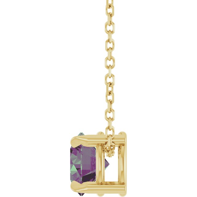14K Yellow 6 mm Lab-Grown Alexandrite 16-18" Necklace