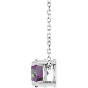 Sterling Silver 6 mm Lab-Grown Alexandrite 16-18" Necklace