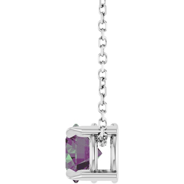 Sterling Silver 6 mm Lab-Grown Alexandrite 16-18" Necklace