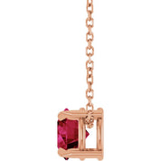 14K Rose 6 mm Lab-Grown Ruby 16-18" Necklace