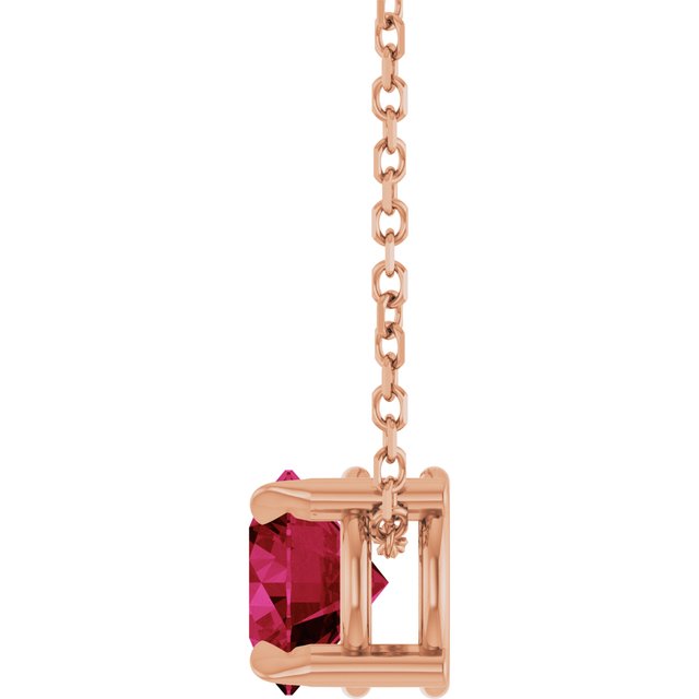 14K Rose 6 mm Lab-Grown Ruby 16-18" Necklace