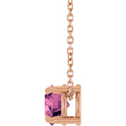 14K Rose 6 mm Natural Pink Tourmaline 16-18" Necklace