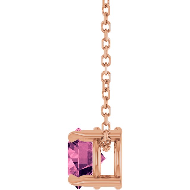 14K Rose 6 mm Natural Pink Tourmaline 16-18" Necklace