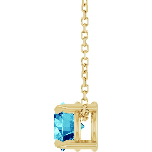 14K Yellow 6 mm Natural Blue Zircon 16-18" Necklace