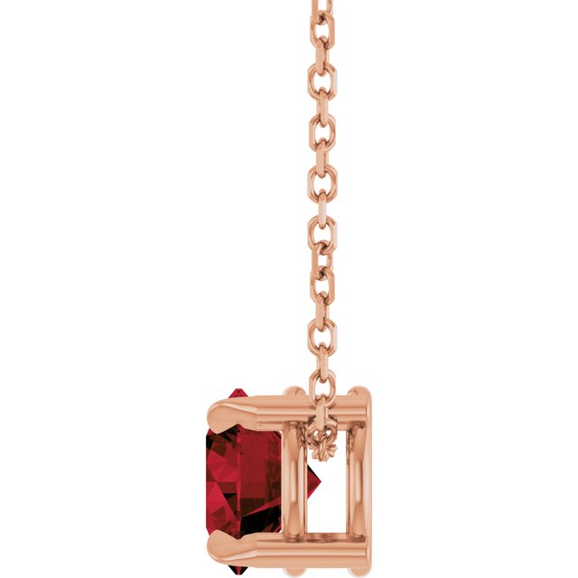 14K Rose 6 mm Natural Mozambique Garnet 16-18" Necklace