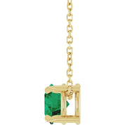 14K Yellow 6 mm Natural Emerald 16-18" Necklace