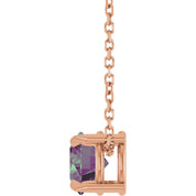 14K Rose 6 mm Lab-Grown Alexandrite 16-18" Necklace