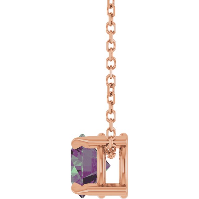 14K Rose 6 mm Lab-Grown Alexandrite 16-18" Necklace