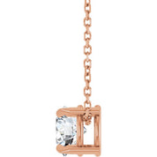 14K Rose 6 mm Natural White Sapphire 16-18" Necklace