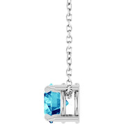 Sterling Silver 6 mm Natural Blue Zircon 16-18" Necklace