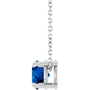 Sterling Silver 6 mm Natural Blue Sapphire 16-18" Necklace