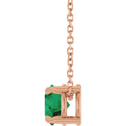 14K Rose 6 mm Natural Emerald 16-18" Necklace