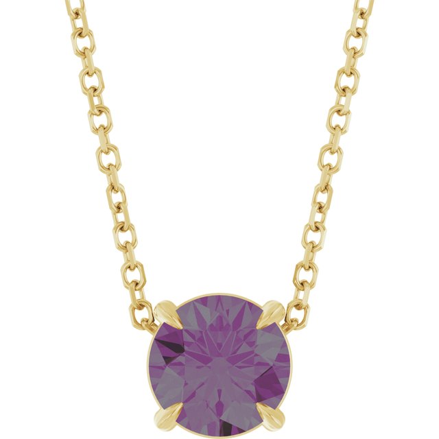 14K Yellow 6 mm Lab-Grown Alexandrite 16-18" Necklace