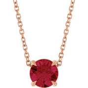 14K Rose 6 mm Lab-Grown Ruby 16-18" Necklace