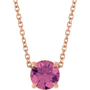 14K Rose 6 mm Natural Pink Tourmaline 16-18" Necklace