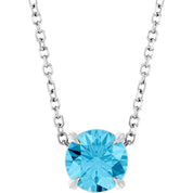 Platinum 6 mm Natural Aquamarine 16-18" Necklace