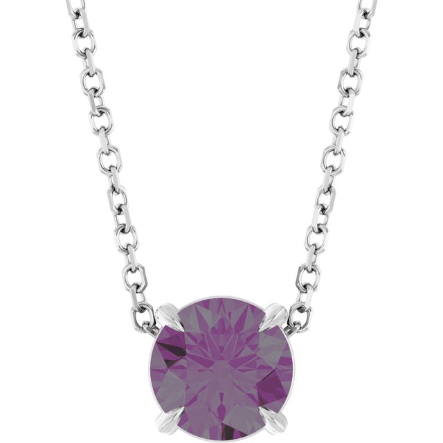 Sterling Silver 6 mm Lab-Grown Alexandrite 16-18" Necklace
