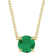 14K Yellow 6 mm Natural Emerald 16-18" Necklace