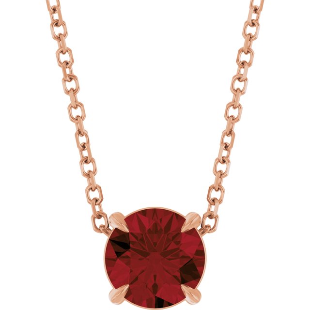 14K Rose 6 mm Natural Mozambique Garnet 16-18" Necklace