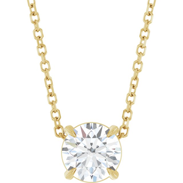 14K Yellow 6 mm Natural White Sapphire 16-18" Necklace