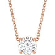 14K Rose 6 mm Natural White Sapphire 16-18" Necklace