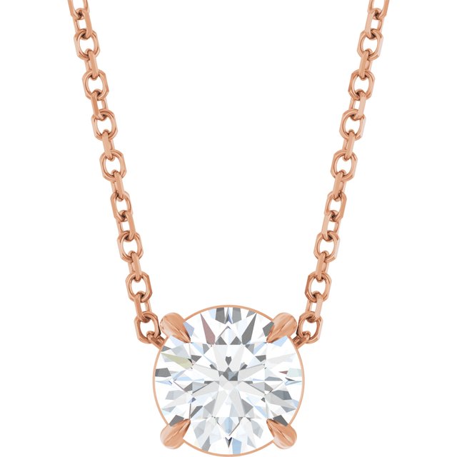 14K Rose 6 mm Natural White Sapphire 16-18" Necklace