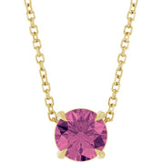 14K Yellow 6 mm Natural Pink Tourmaline 16-18" Necklace