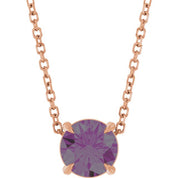 14K Rose 6 mm Lab-Grown Alexandrite 16-18" Necklace