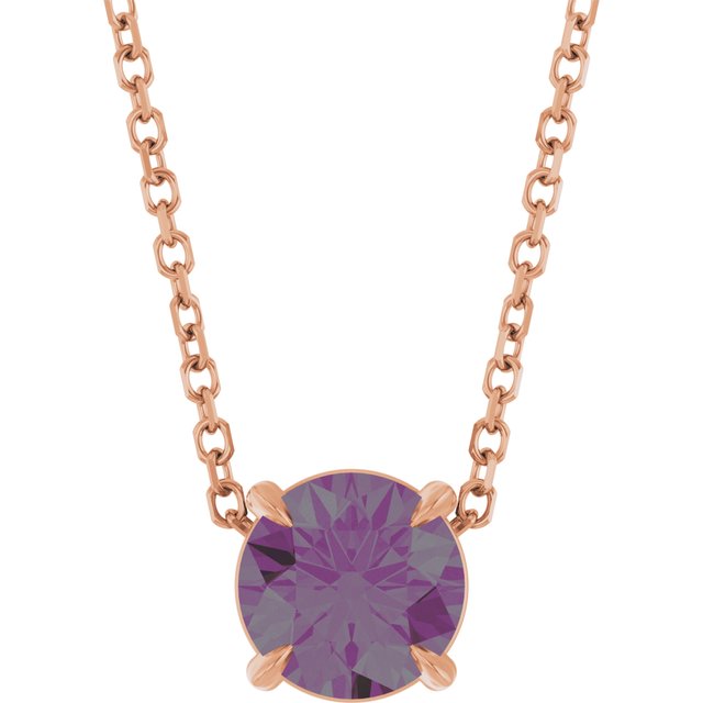 14K Rose 6 mm Lab-Grown Alexandrite 16-18" Necklace
